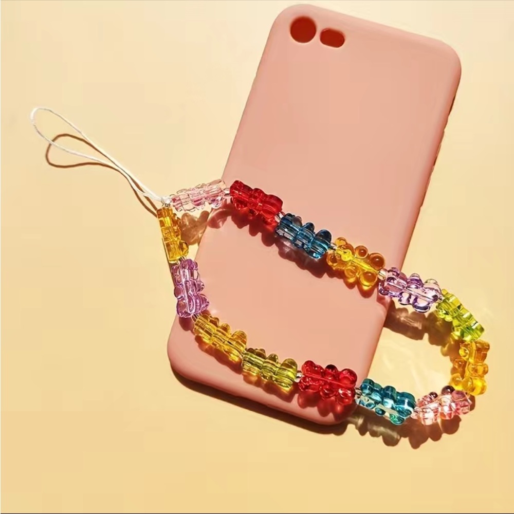 Fashionable Wrist Strap: Colorful Jelly Bear Mobile Phone Chain